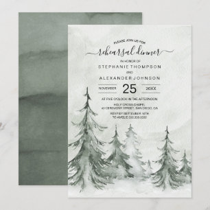 Watercolor Fir Trees Winter Wedding Invitation