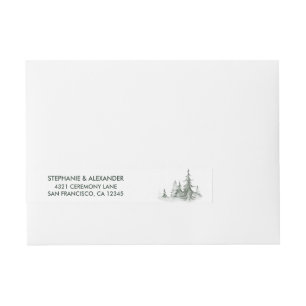 Watercolor Fir Trees Winter Wedding Wraparound Address Label
