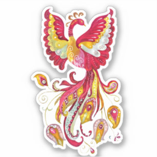 Watercolor Firebird or Phoenix Fantasy Creature