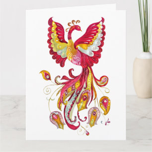 Watercolor Firebird or Phoenix Fantasy Creature Card