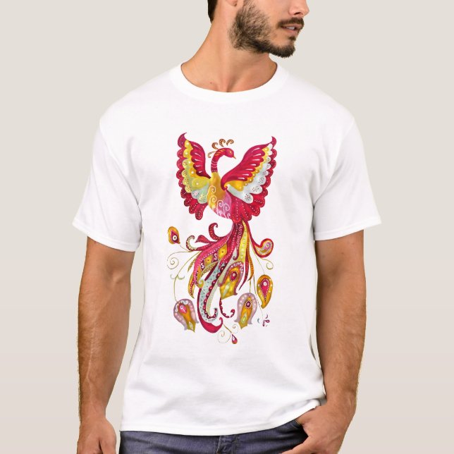 Watercolor Firebird or Phoenix Fantasy Creature T-Shirt (Front)