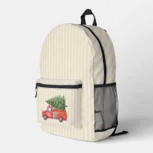 Watercolor Firefighter Christmas Fire Truck  Printed Backpack