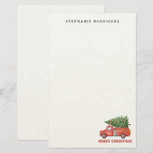 Watercolor Firefighter Christmas Fire Truck  Stationery