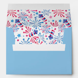 Watercolor Fireworks 4th of July Envelope