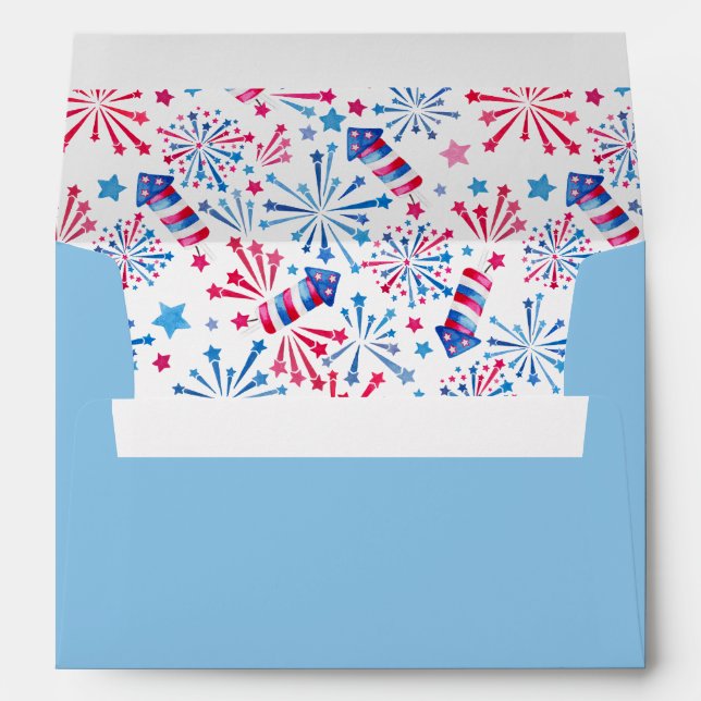 Watercolor Fireworks 4th of July Envelope (Back (Bottom))