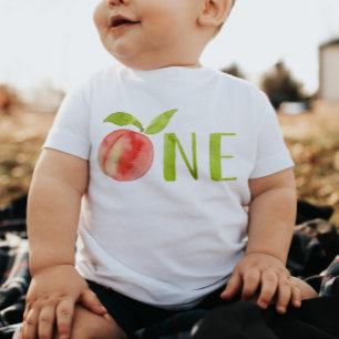 Watercolor First Birthday Peach  Baby T-Shirt