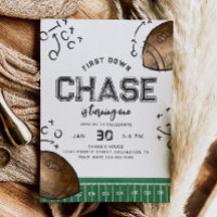 Watercolor First Down Football Invitation Annivers