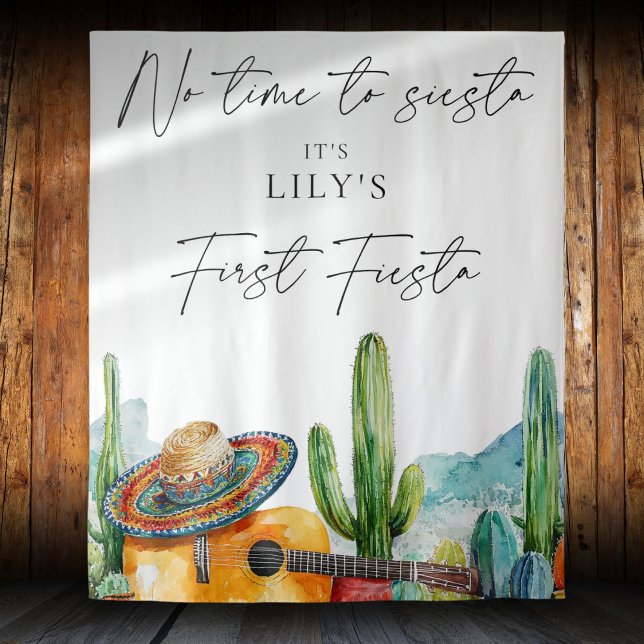 Watercolor First Fiesta 1st Birthday Backdrop Tapestry (Watercolor First Fiesta 1st Birthday Backdrop)