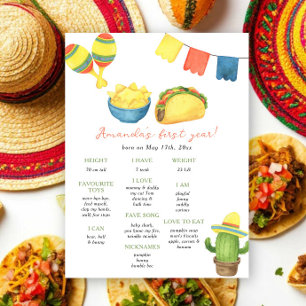 Watercolor First Fiesta Milestone Birthday Poster