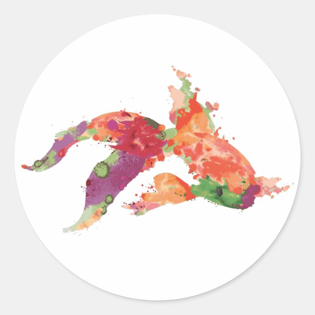 watercolor fish classic round sticker (Front)