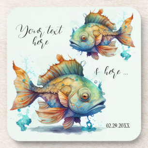 Watercolor Fish Pisces Under Water World Coaster