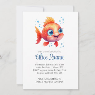 Watercolor Fish Under the Sea Baby Shower Invitation