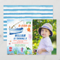 Watercolor Fishing Birthday Beach Party Photo