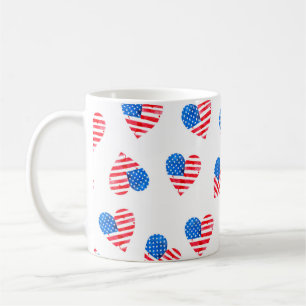 Watercolor flag of America in the shape of hearts Coffee Mug