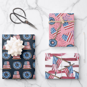 Watercolor flag of the US Wrapping Paper Sheet