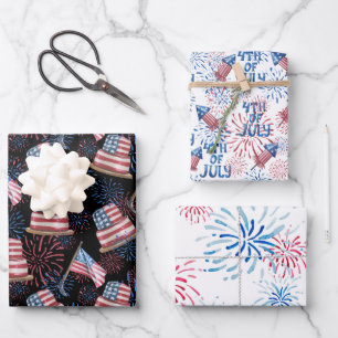 Watercolor flag of the US Wrapping Paper Sheet