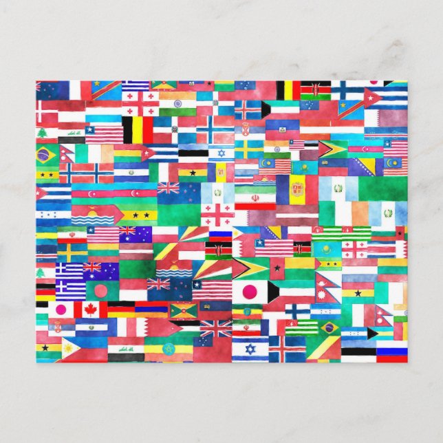 Watercolor Flags of the World Postcard (Front)