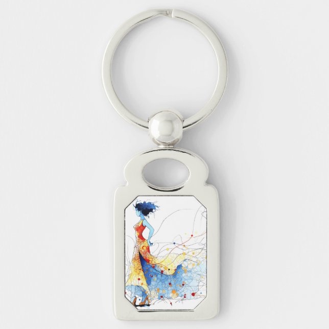 Watercolor Flamenco Dancer – Joy in Motion #2 Keychain (Front)
