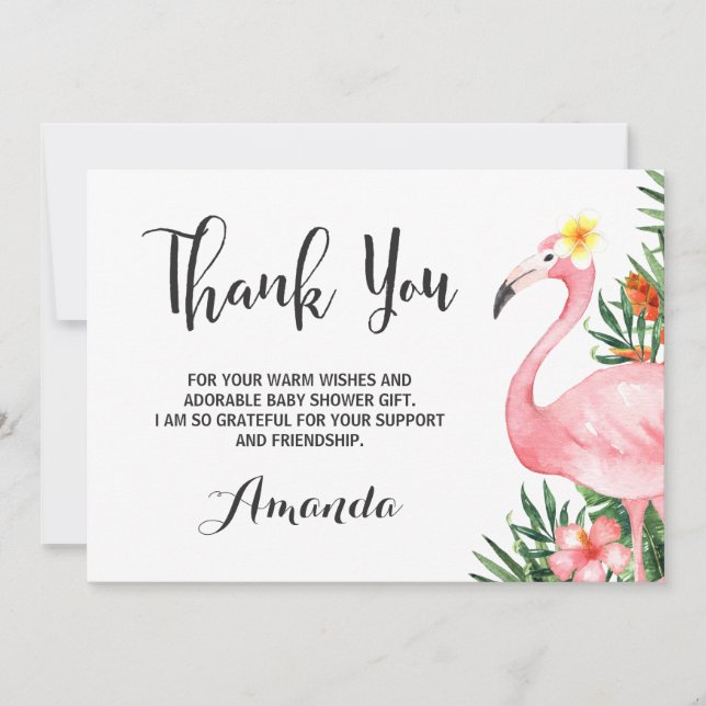 Watercolor Flamingle Flamingo Thank You Card (Front)