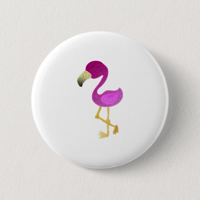 Watercolor Flamingo 2 Inch Round Button (Front)