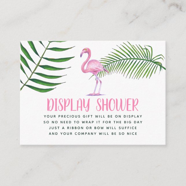 Watercolor Flamingo Baby Shower Display Shower Enclosure Card (Front)