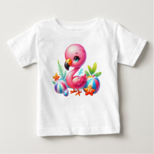 Watercolor Flamingo Cartoon Clipart-95059 Baby T-Shirt