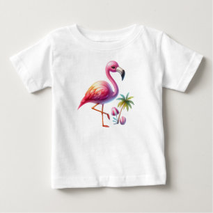 Watercolor Flamingo Cartoon Clipart Baby T-Shirt