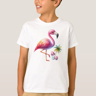 Watercolor Flamingo Cartoon Clipart T-Shirt