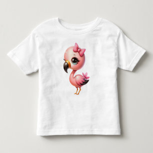 Watercolor Flamingo Cartoon Clipart Toddler T-shirt