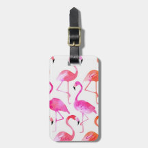 Watercolor Flamingo | Customizable Luggage Tag