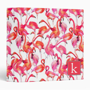 Watercolor Flamingo In Watercolors Add Your Name Binder