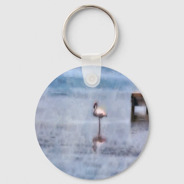 Watercolor Flamingo Keychain (Front)