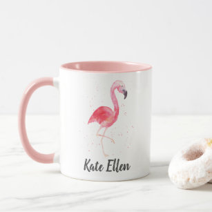 Watercolor Flamingo Mug Custom Name