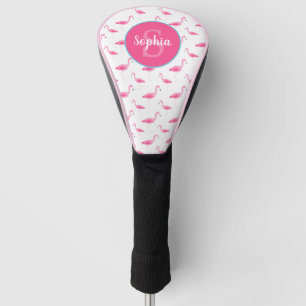 Watercolor Flamingo Pattern Personalized Golf Head Cover
