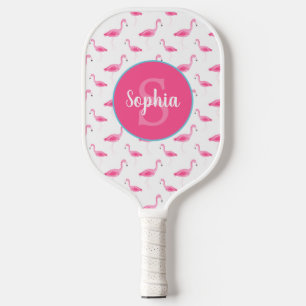 Watercolor Flamingo Pattern Personalized Pickleball Paddle