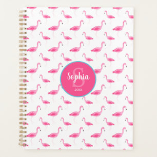 Watercolor Flamingo Pattern Personalized Planner