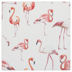 Watercolor flamingo pattern tropical bird fabric