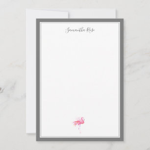Watercolor Flamingo Personalized Stationery Card