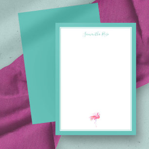 Watercolor Flamingo Personalized Stationery Card