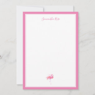 Watercolor Flamingo Personalized Stationery Card