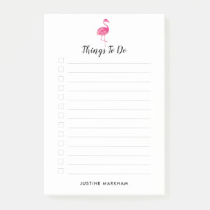 Watercolor Flamingo Personalized To Do List Post-it Notes