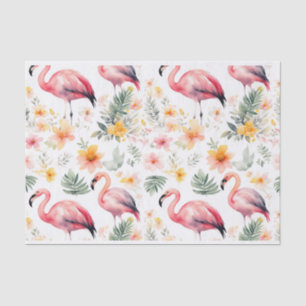 Watercolor Flamingo Pink Pattern Summer Tissue Paper