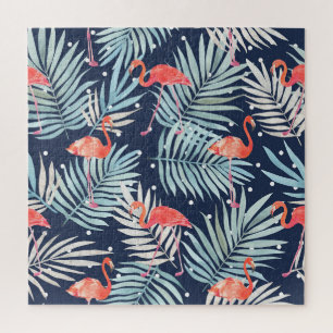 Watercolor Flamingo: Pink Tropical Elegance. Jigsaw Puzzle
