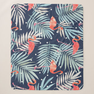 Watercolor Flamingo: Pink Tropical Elegance. Sherpa Blanket