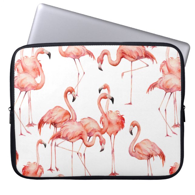 Watercolor flamingo seamless pattern. Hand painted Laptop Sleeve (Front)