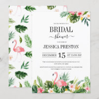 Watercolor Flamingo Tropical Floral Bridal Shower