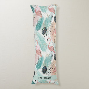 Watercolor Flamingo Tropical Pattern Body Pillow