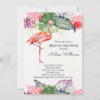 Watercolor Flamingo Tropical Summer Bridal Shower