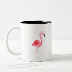 Watercolor Flamingo Two-Tone Coffee Mug