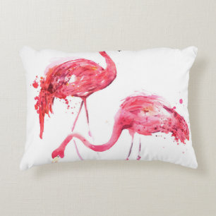 Watercolor flamingos accent pillow